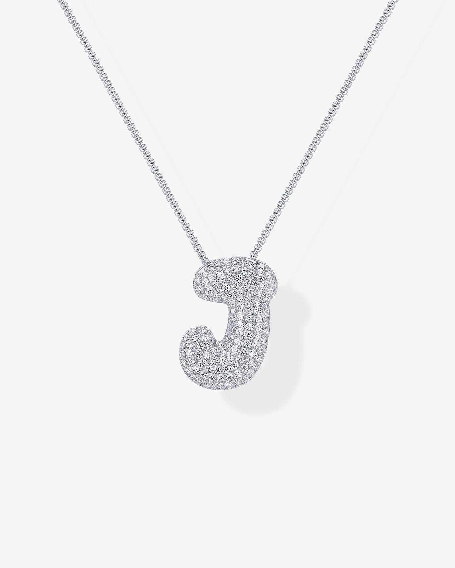 Sparkling Bubble Letter Pendant Necklace