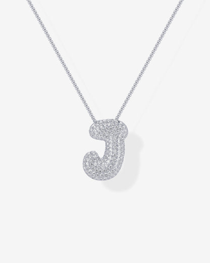 Sparkling Bubble Letter Pendant Necklace