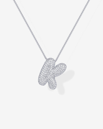 Sparkling Bubble Letter Pendant Necklace