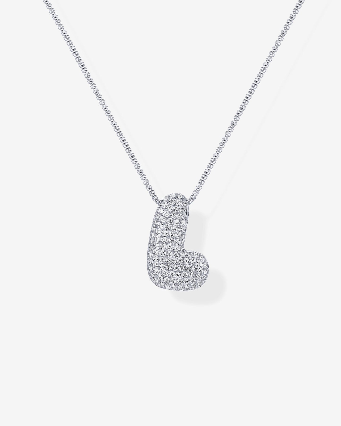 Sparkling Bubble Letter Pendant Necklace