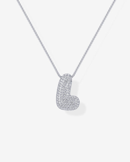 Sparkling Bubble Letter Pendant Necklace