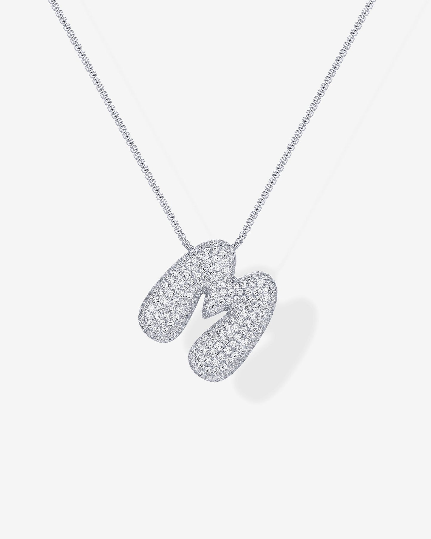 Sparkling Bubble Letter Pendant Necklace