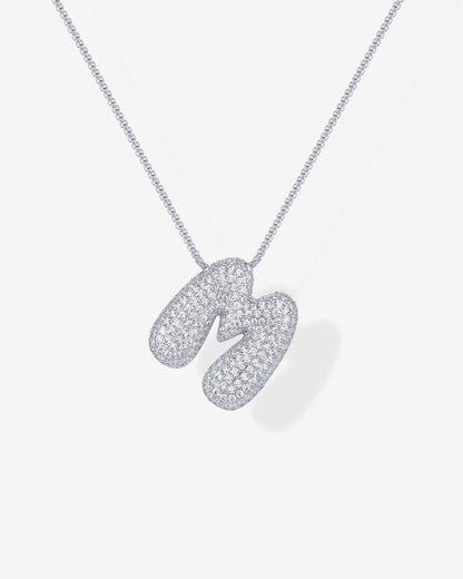 Sparkling Bubble Letter Pendant Necklace