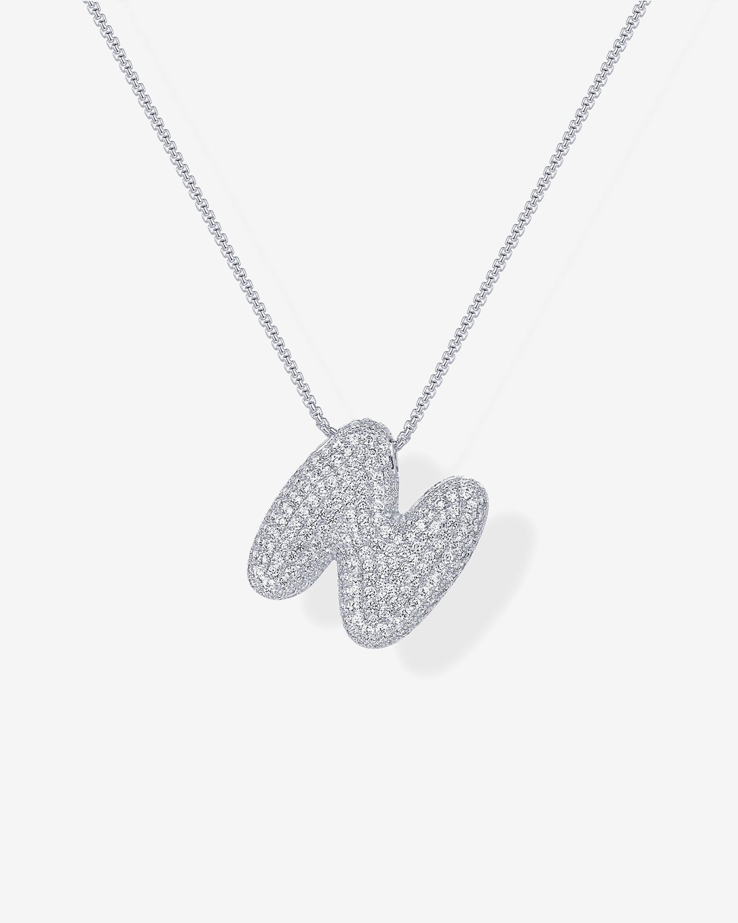 Sparkling Bubble Letter Pendant Necklace