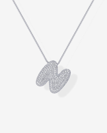 Sparkling Bubble Letter Pendant Necklace