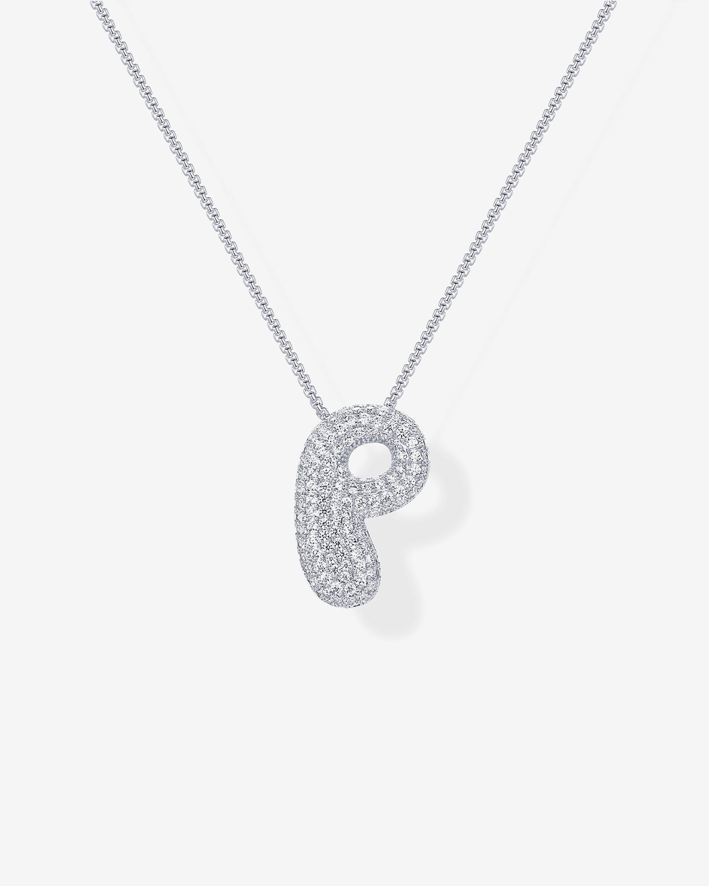 Sparkling Bubble Letter Pendant Necklace
