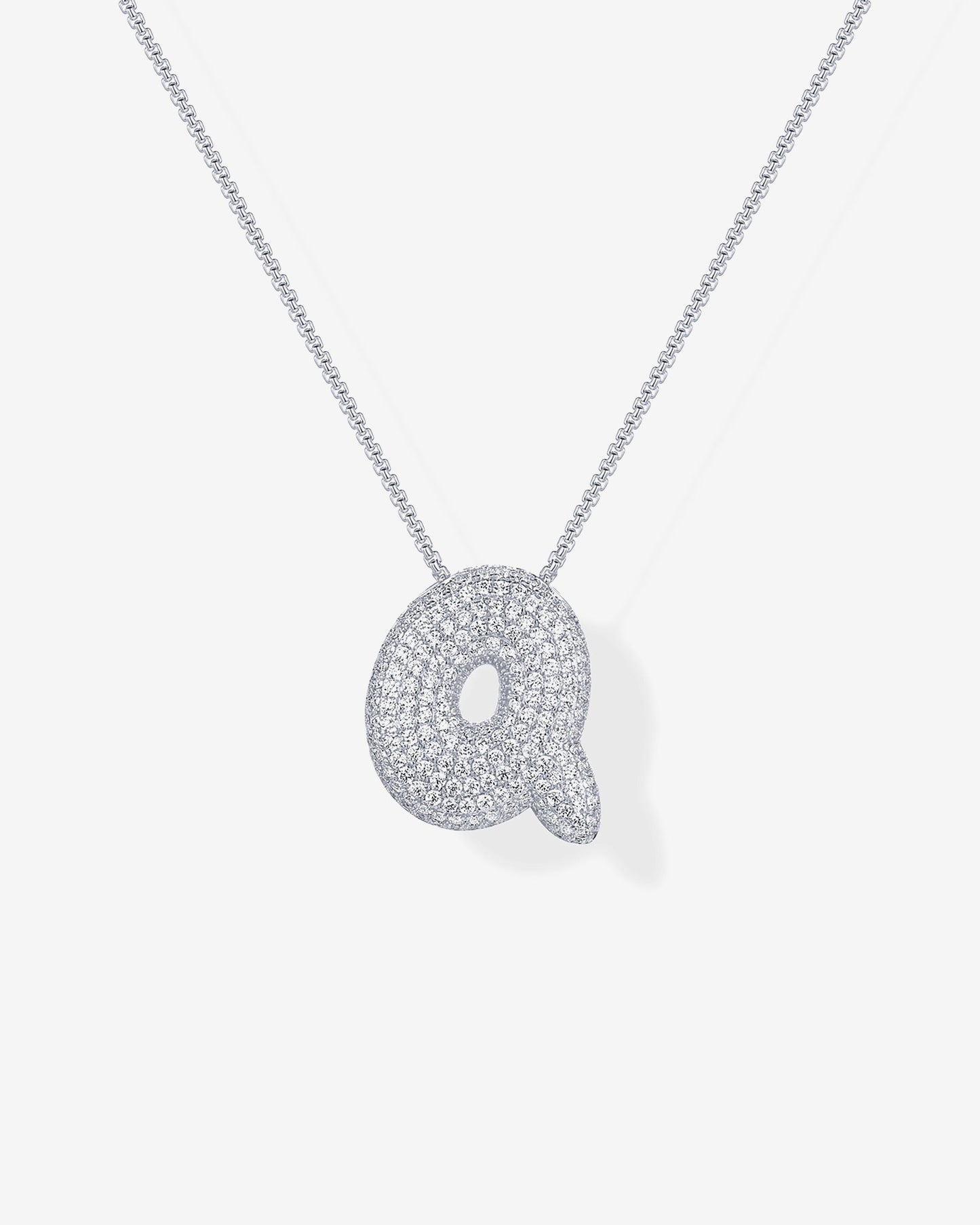 Sparkling Bubble Letter Pendant Necklace