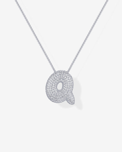 Sparkling Bubble Letter Pendant Necklace