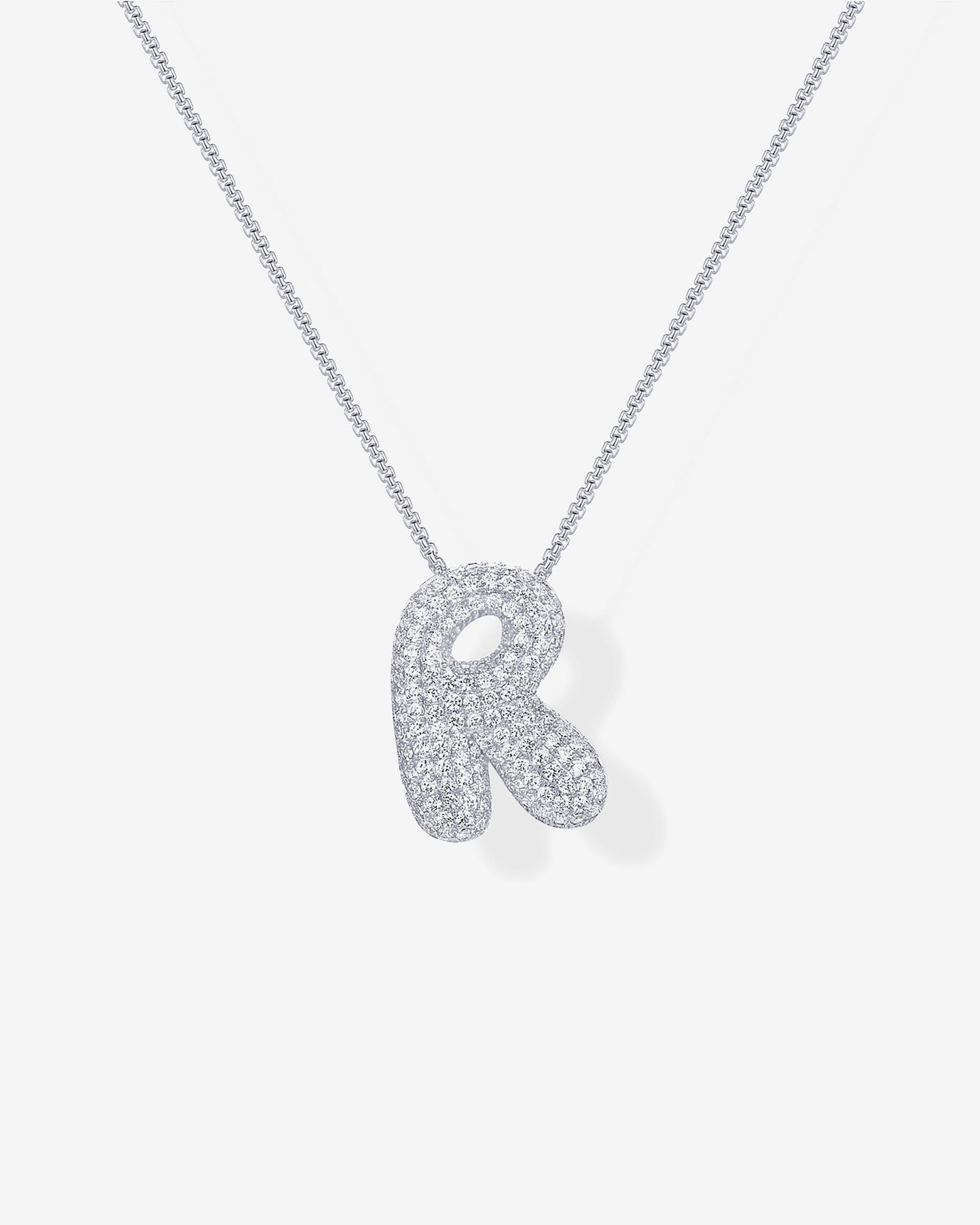 Sparkling Bubble Letter Pendant Necklace