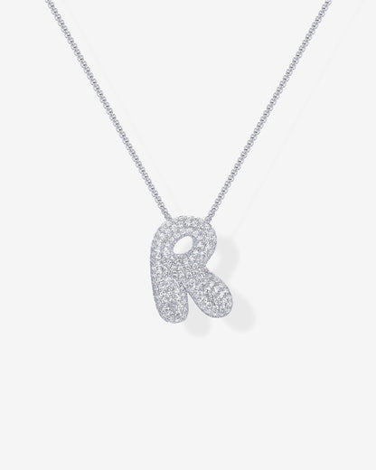 Sparkling Bubble Letter Pendant Necklace