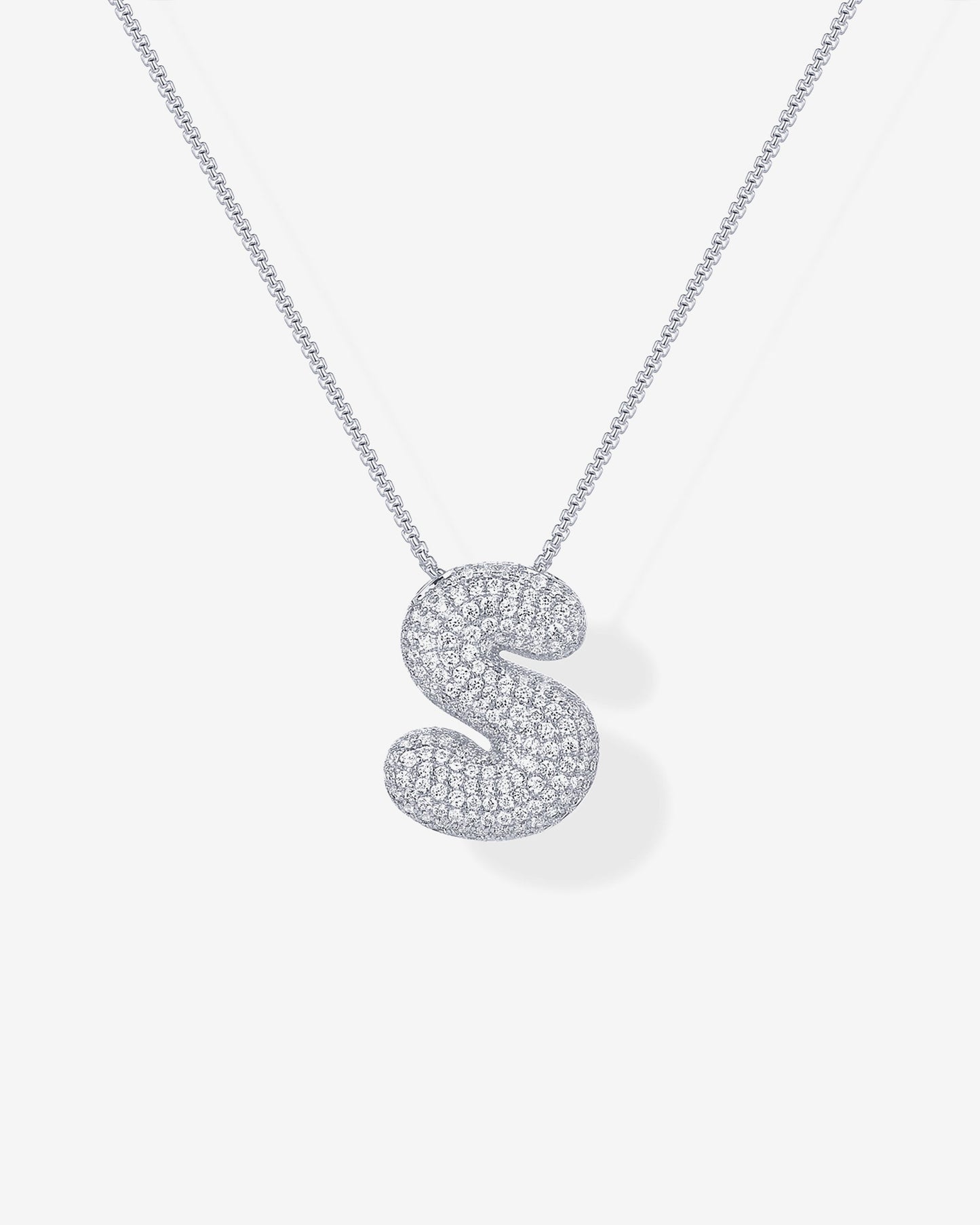 Sparkling Bubble Letter Pendant Necklace
