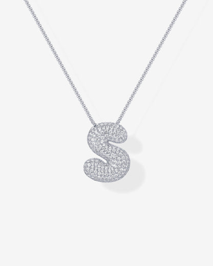 Sparkling Bubble Letter Pendant Necklace