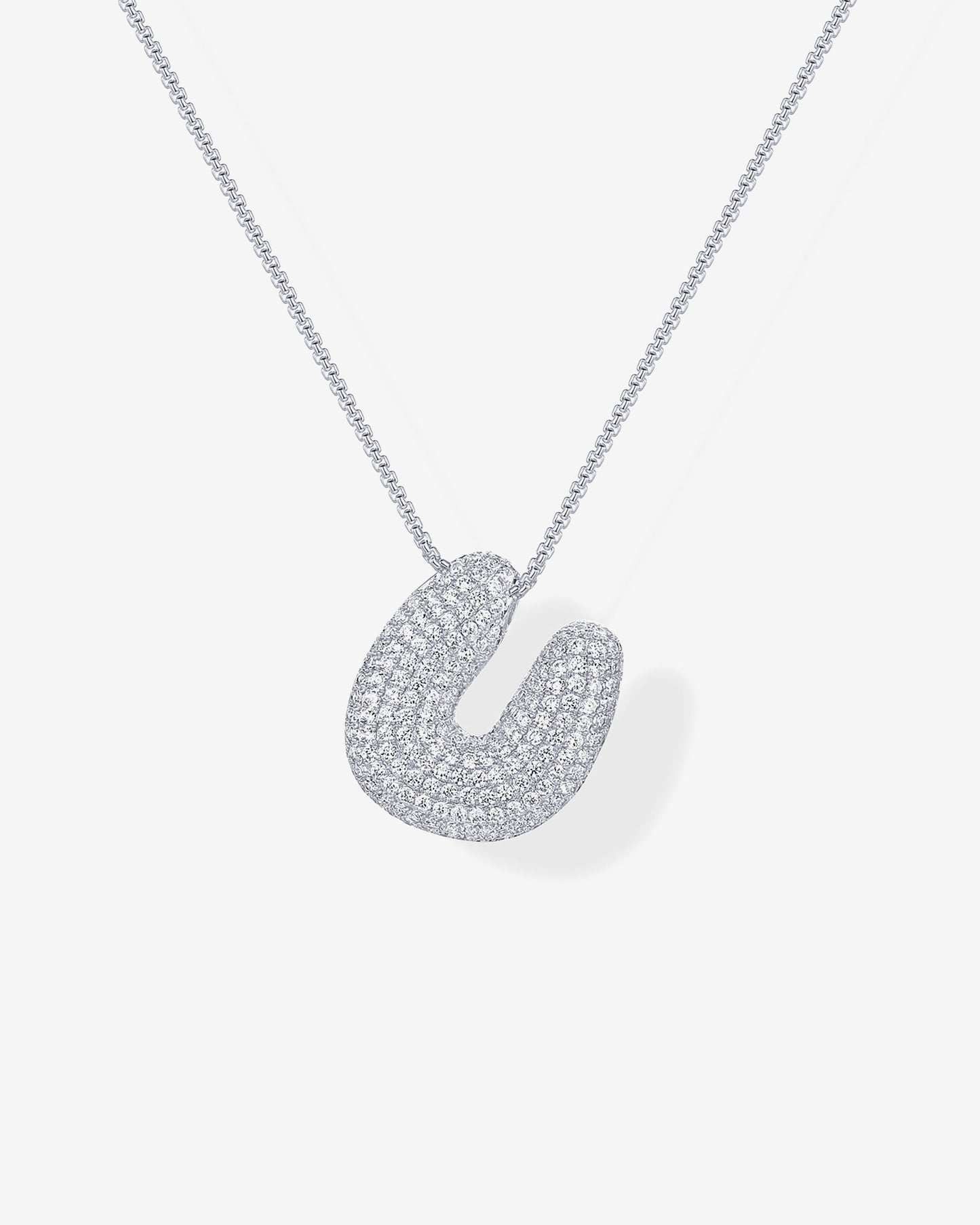 Sparkling Bubble Letter Pendant Necklace