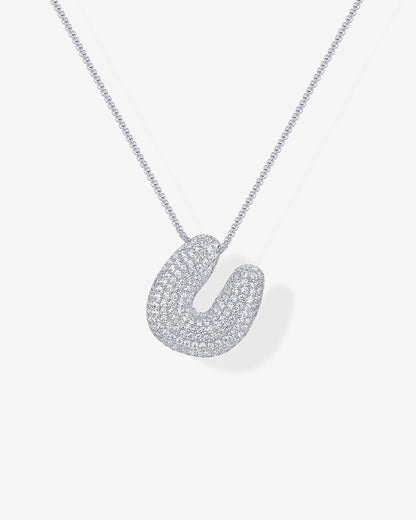 Sparkling Bubble Letter Pendant Necklace