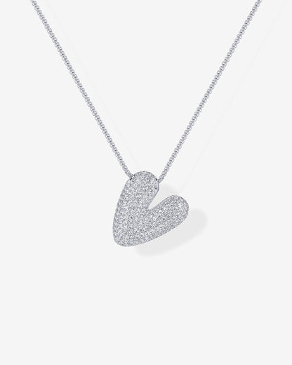 Sparkling Bubble Letter Pendant Necklace