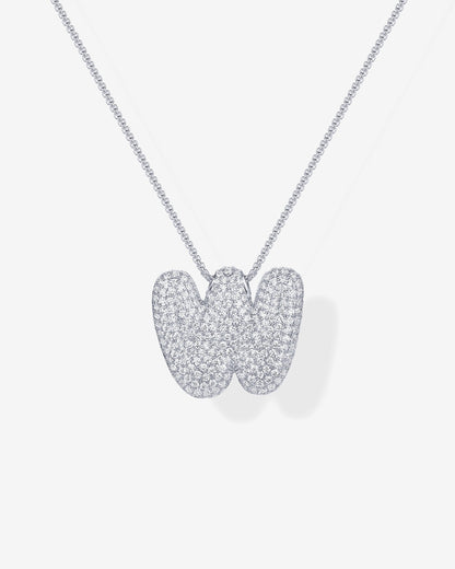 Sparkling Bubble Letter Pendant Necklace