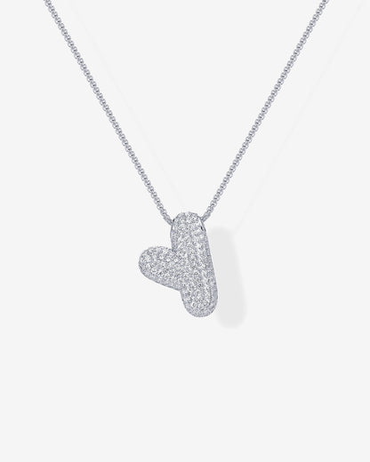 Sparkling Bubble Letter Pendant Necklace