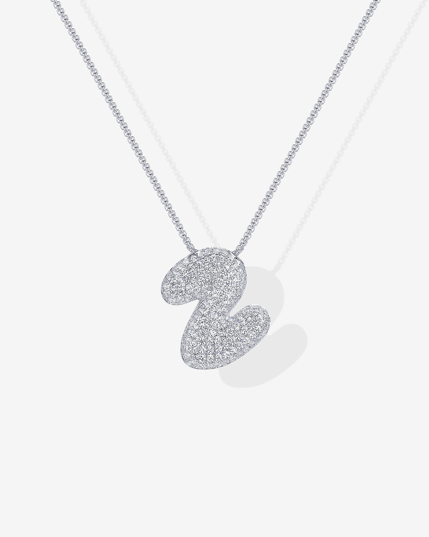 Sparkling Bubble Letter Pendant Necklace
