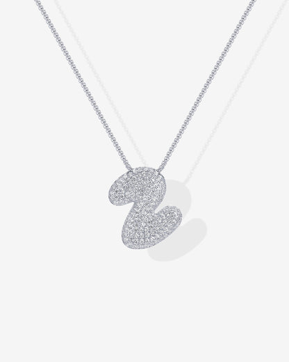 Sparkling Bubble Letter Pendant Necklace