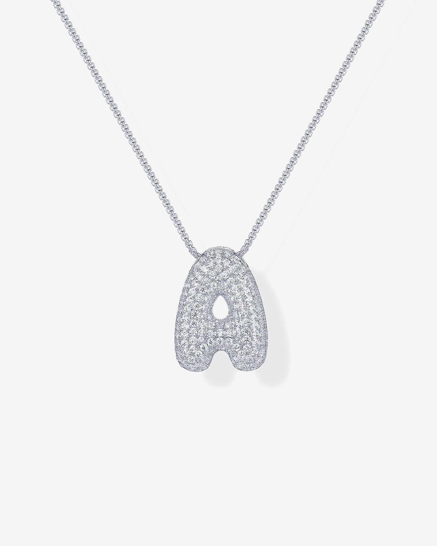 Sparkling Bubble Letter Pendant Necklace