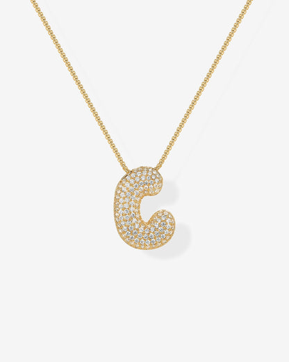 Sparkling Bubble Letter Pendant Necklace