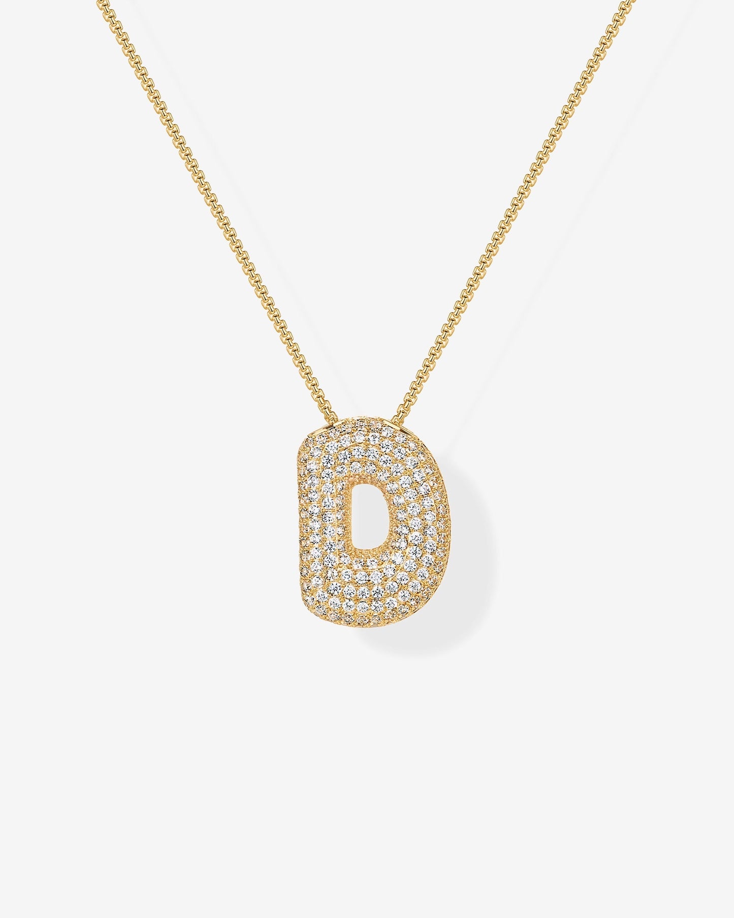 Sparkling Bubble Letter Pendant Necklace