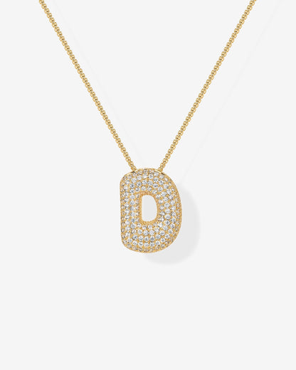 Sparkling Bubble Letter Pendant Necklace