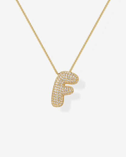 Sparkling Bubble Letter Pendant Necklace