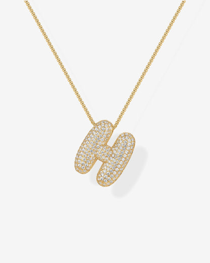Sparkling Bubble Letter Pendant Necklace