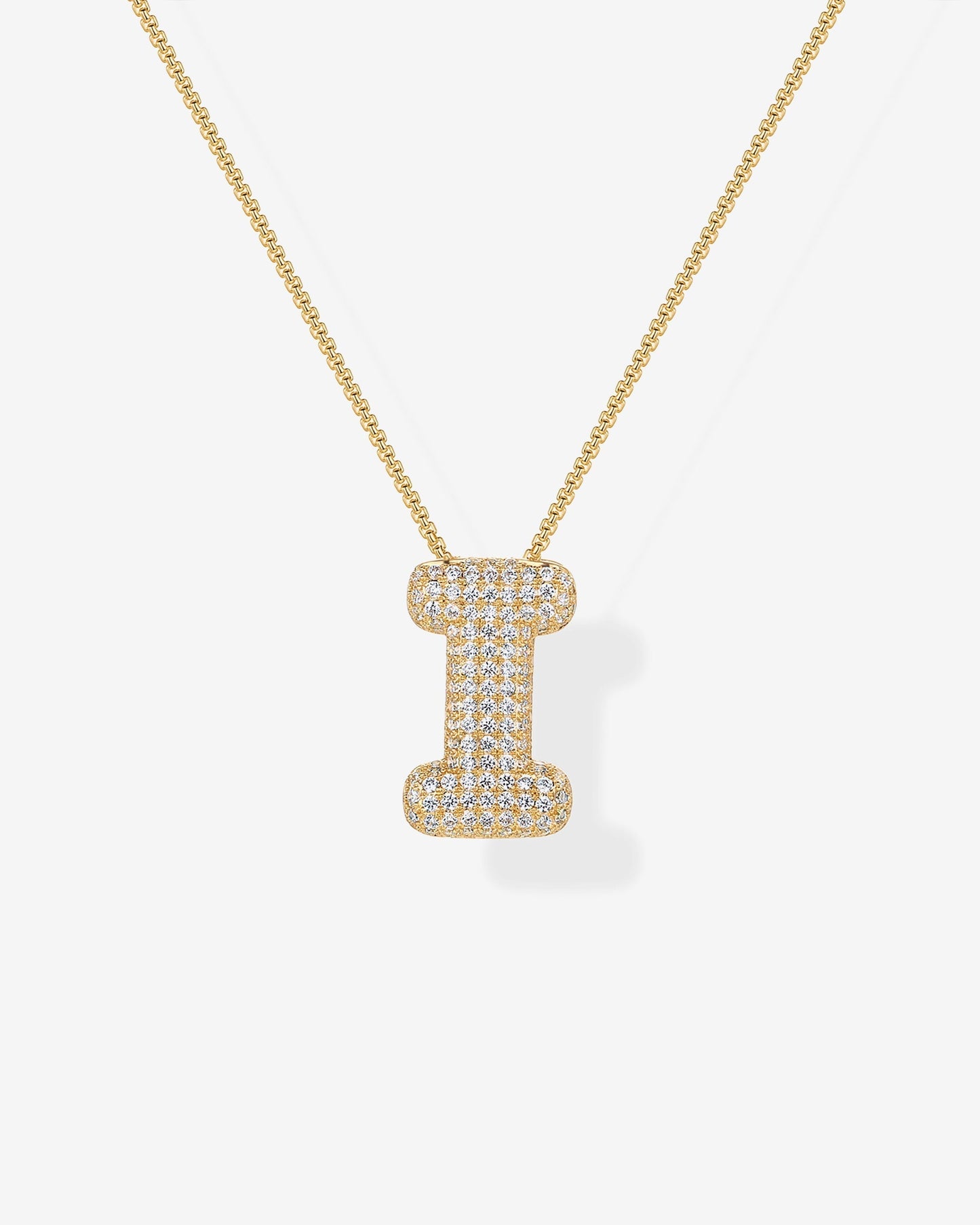 Sparkling Bubble Letter Pendant Necklace