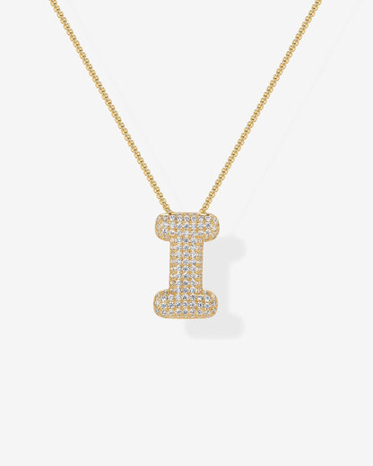 Sparkling Bubble Letter Pendant Necklace