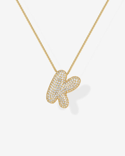 Sparkling Bubble Letter Pendant Necklace