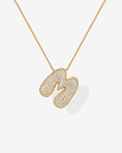 Sparkling Bubble Letter Pendant Necklace
