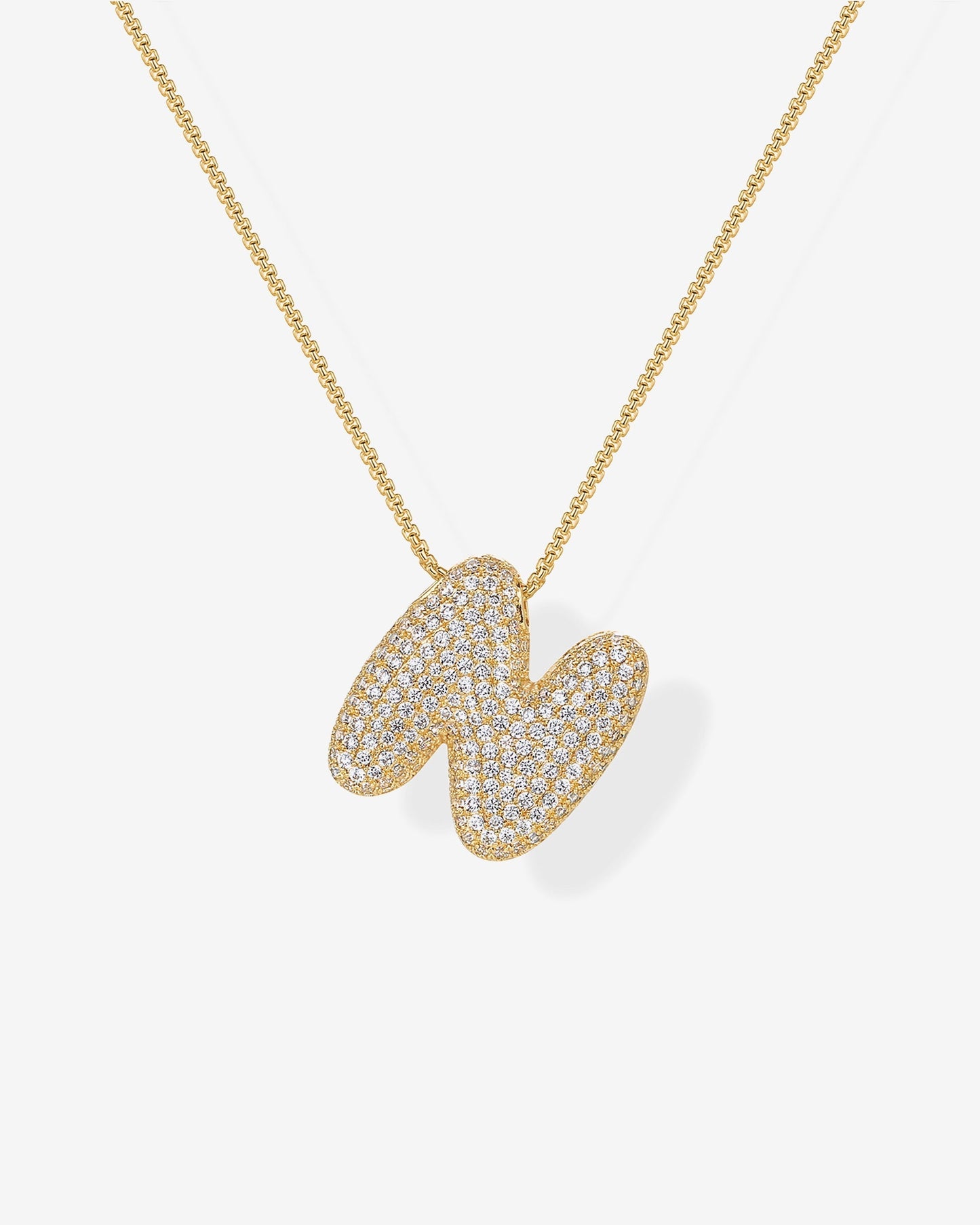 Sparkling Bubble Letter Pendant Necklace