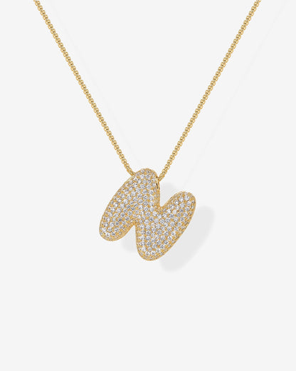 Sparkling Bubble Letter Pendant Necklace