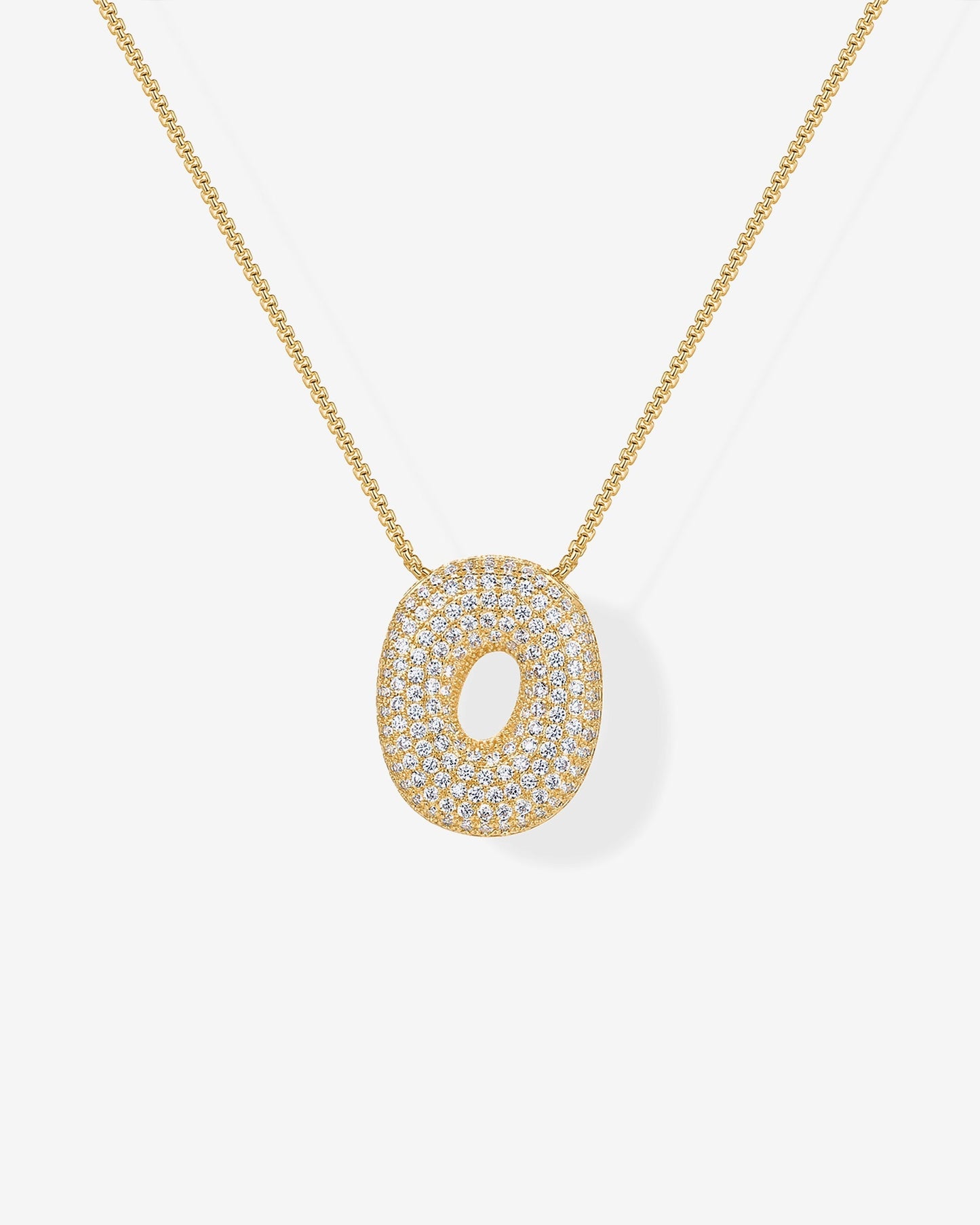 Sparkling Bubble Letter Pendant Necklace