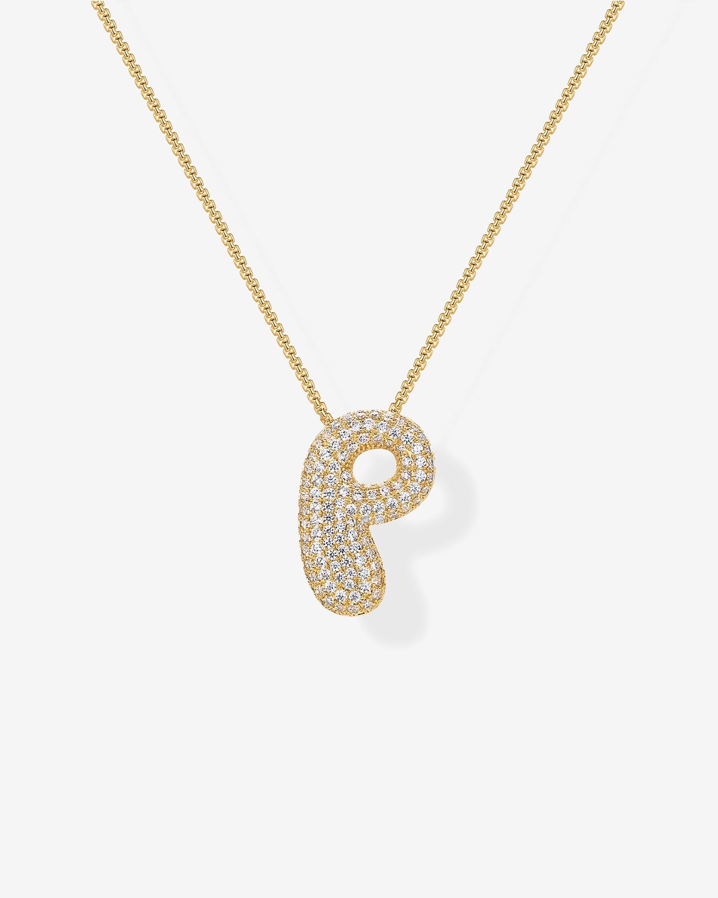 Sparkling Bubble Letter Pendant Necklace