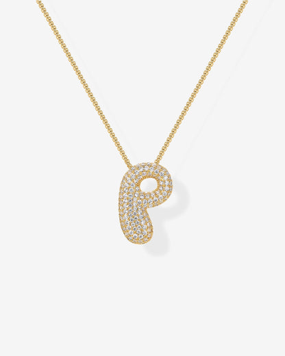 Sparkling Bubble Letter Pendant Necklace