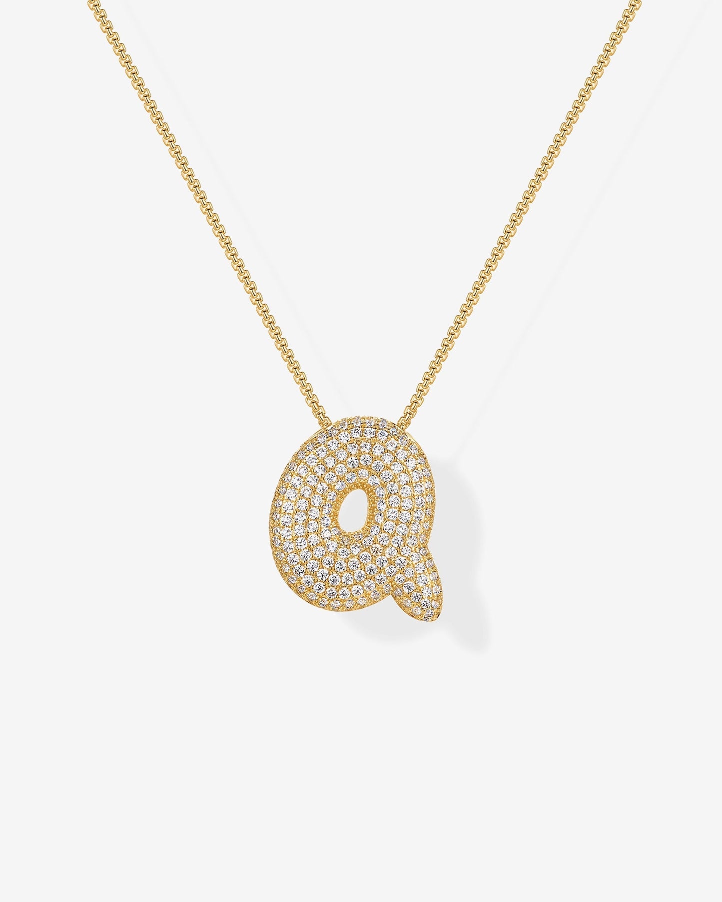 Sparkling Bubble Letter Pendant Necklace