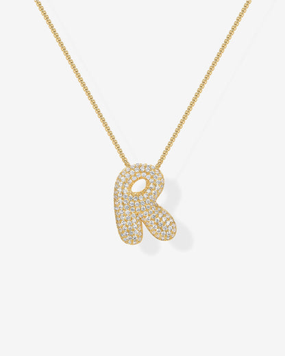 Sparkling Bubble Letter Pendant Necklace