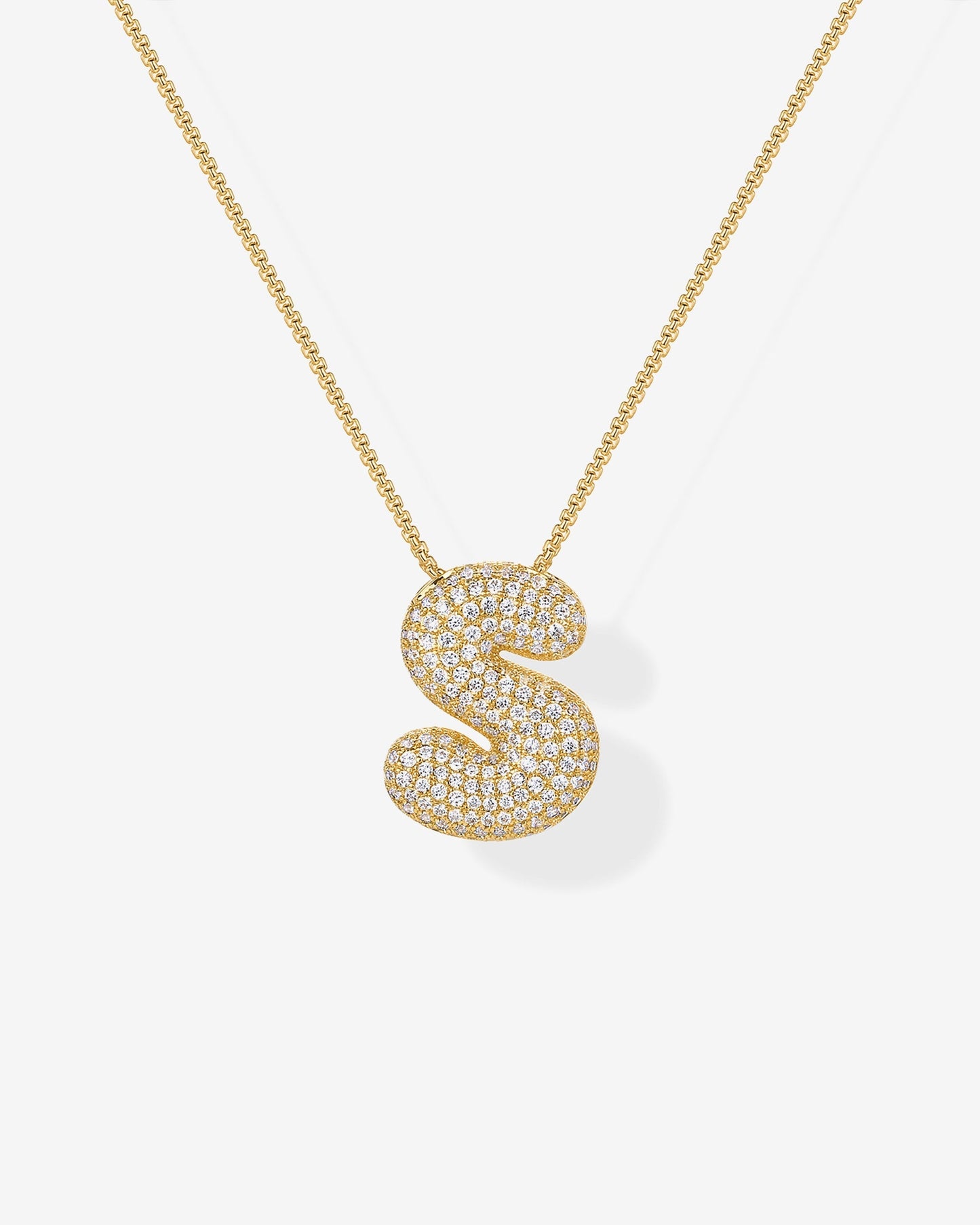 Sparkling Bubble Letter Pendant Necklace