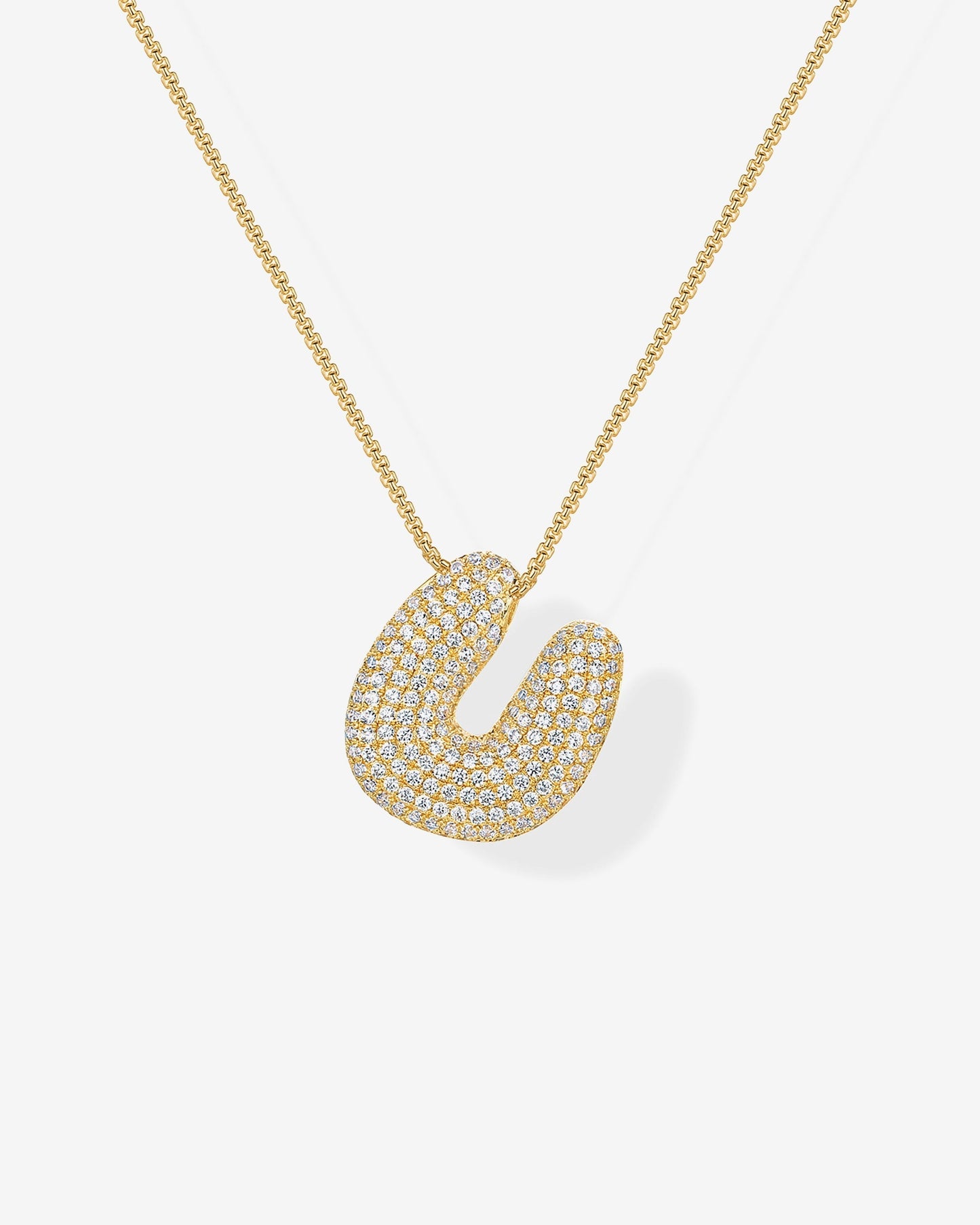 Sparkling Bubble Letter Pendant Necklace