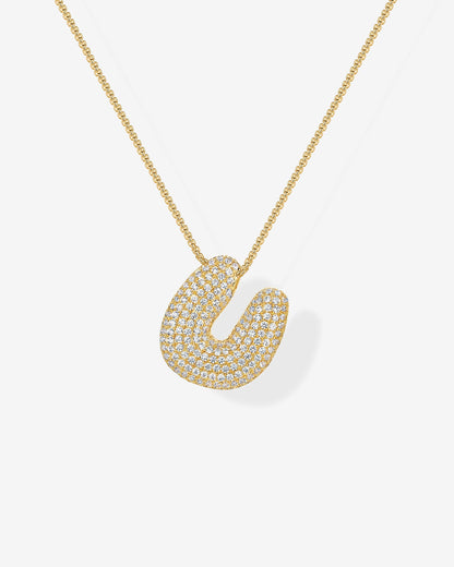 Sparkling Bubble Letter Pendant Necklace