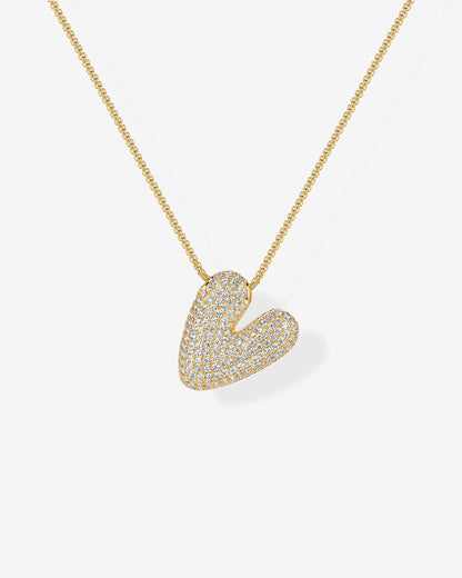 Sparkling Bubble Letter Pendant Necklace