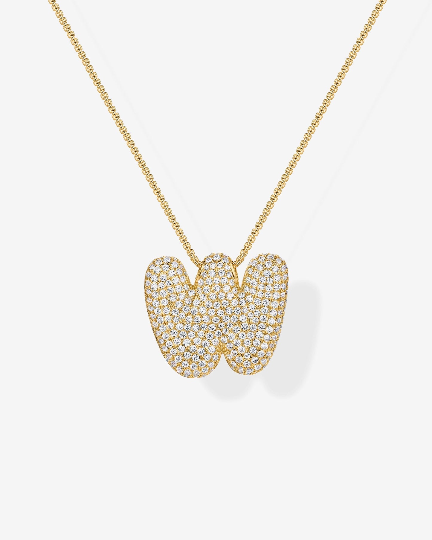 Sparkling Bubble Letter Pendant Necklace