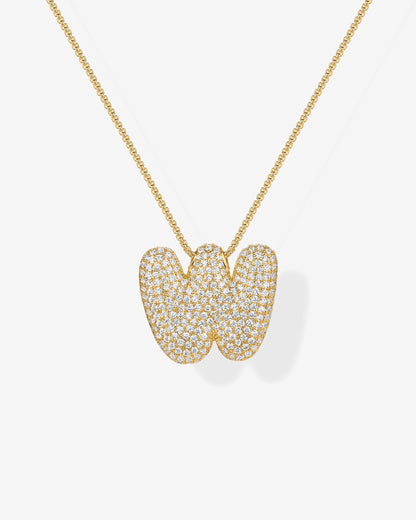 Sparkling Bubble Letter Pendant Necklace