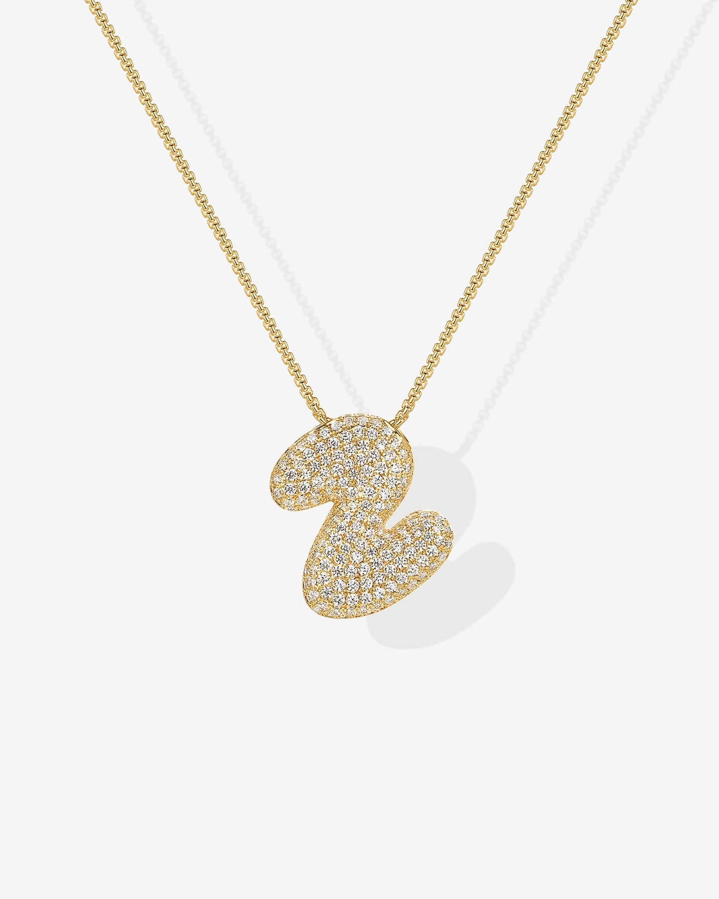 Sparkling Bubble Letter Pendant Necklace