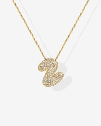 Sparkling Bubble Letter Pendant Necklace