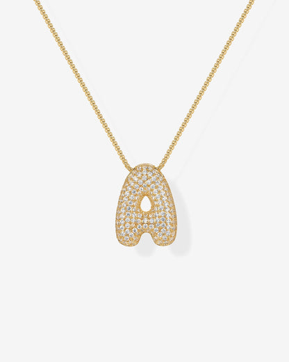 Sparkling Bubble Letter Pendant Necklace