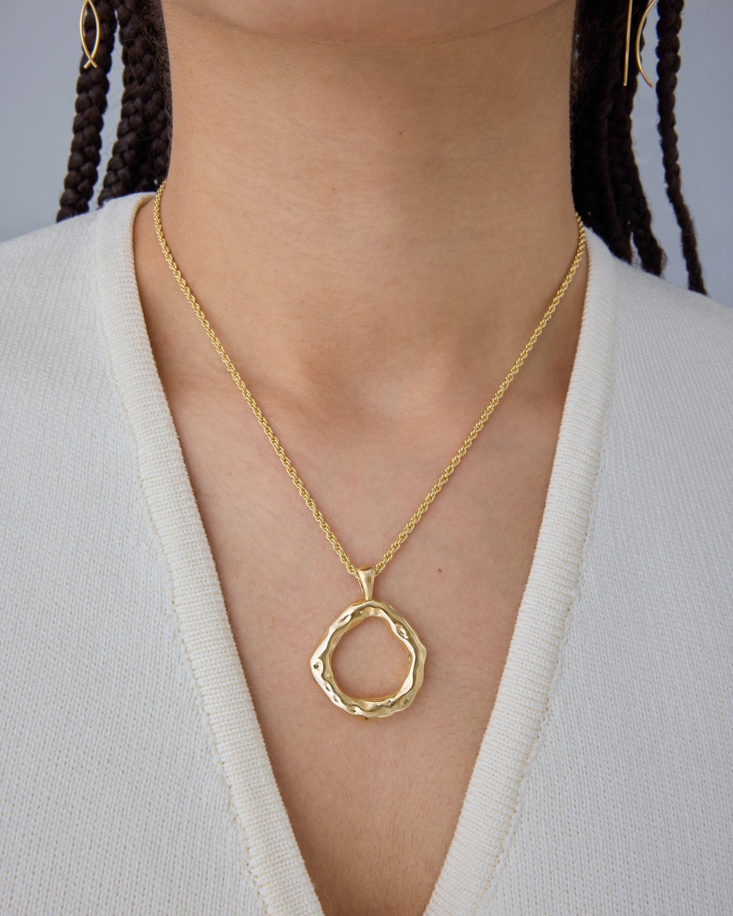 Irregular Hammered Circle Pendant